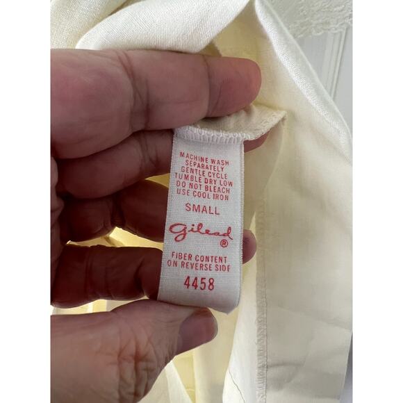 Vintage Yellow Gilead Lace Button Front House Robe Dress Coat Granny Chic Small - Picture 2 of 7